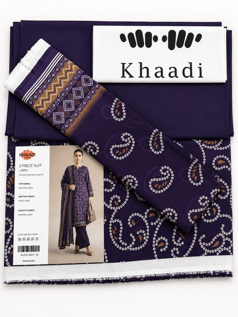 Khaadi 3 Piece Printed Lawn Suit Deep Purple with Printed Lawn Dupatta Unstitched Summer Collection
