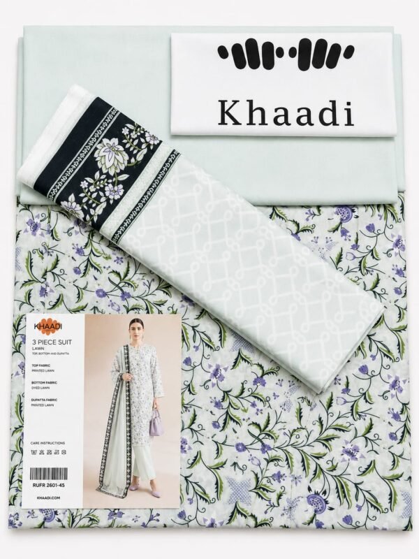 Khaadi 3 Piece Printed Lawn Suit Ice Blue with Printed Lawn Dupatta Unstitched Summer Collection