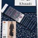 Khaadi 3 Piece Printed Lawn Suit Navy Blue with Printed Lawn Dupatta Unstitched Summer Collection