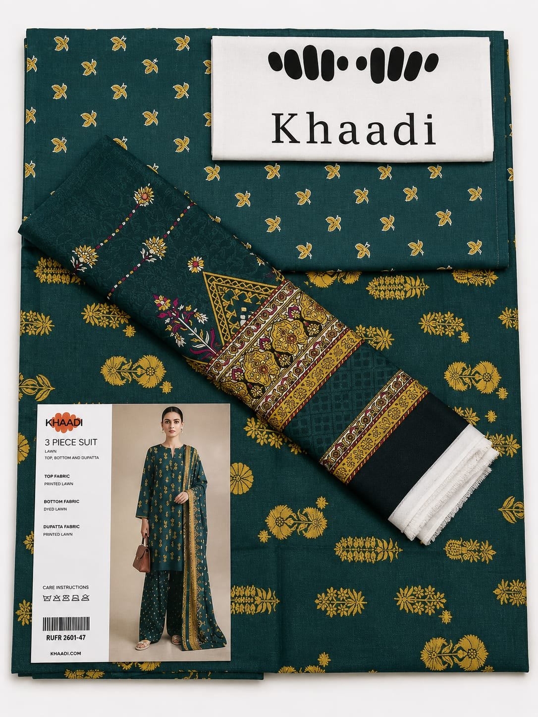 Khaadi Teal Green Printed Lawn Suit Khaadi 3 Piece Printed Lawn Suit Teal Green with Printed Lawn Dupatta Unstitched Summer Collection