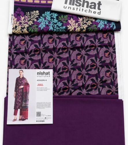 Nishat Unstitched 3 Piece Digital Printed Lawn Suit 42302395-8 Purple Premium Lawn Collection